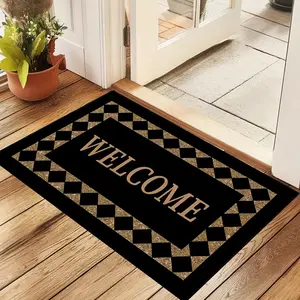 Black Doormat Welcome Entrance Mat Non-Slip Floor Mats Indoor Home Decor