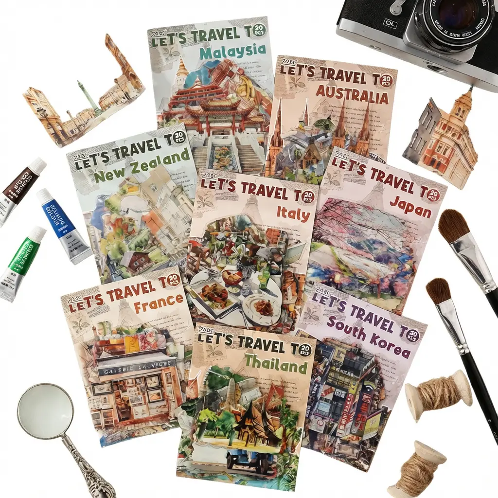 Travel Map Journal Stickers Pack, 8 Designs World Adventure PET Stickers for Planners & Scrapbooks Travel Map Journal Stickers Pack, 8 Designs World Adventure PET Stickers for Planners & Scrapbooks