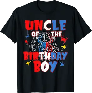Uncle Of The Birthday Boy Shirt Matching Family Spider Web T-Shirt - 43B0DW9849L2