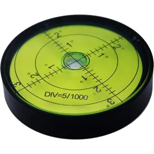 High Precision 2.4 Inch (60mm) Round Aluminium Horizontal Bubble Level Tool, Black & Green