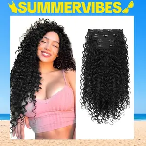 SummerVibes AISI HAIR 20" Curly Synthetic Clip-In Hair Extensions for Women | Natural Look & Affordable Volume Boost | Multiple Shades Available | Easy Application Wavy Hairpieces