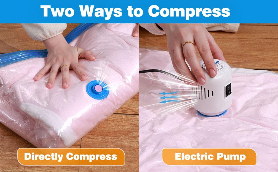 11 pcs Transparent vacuum storage bag with electric pump, used for storing winter clothes, women's pants, dresses, shirts, long sleeves, spring and summer clothing, saving outdoor travel space, easy to carry, and saving 80% of space