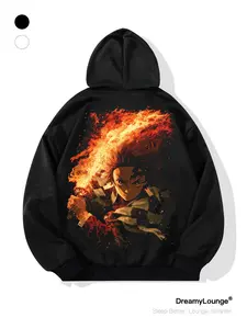 Demon Slayer Tanjiro Graphic Print Hoodie, Loose-Fitting Casual Wear, Home & Daily Use, Fall & Winter Fitted Sweatshirt