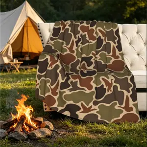 Vintage Duck Camo Flannel Fleece Blanket - Retro Hunting Style Camouflage Throw, Cozy Throw for Outdoor, Car, Travel, Home, Perfect Gift for Men, Women & Adults adult children's blankets