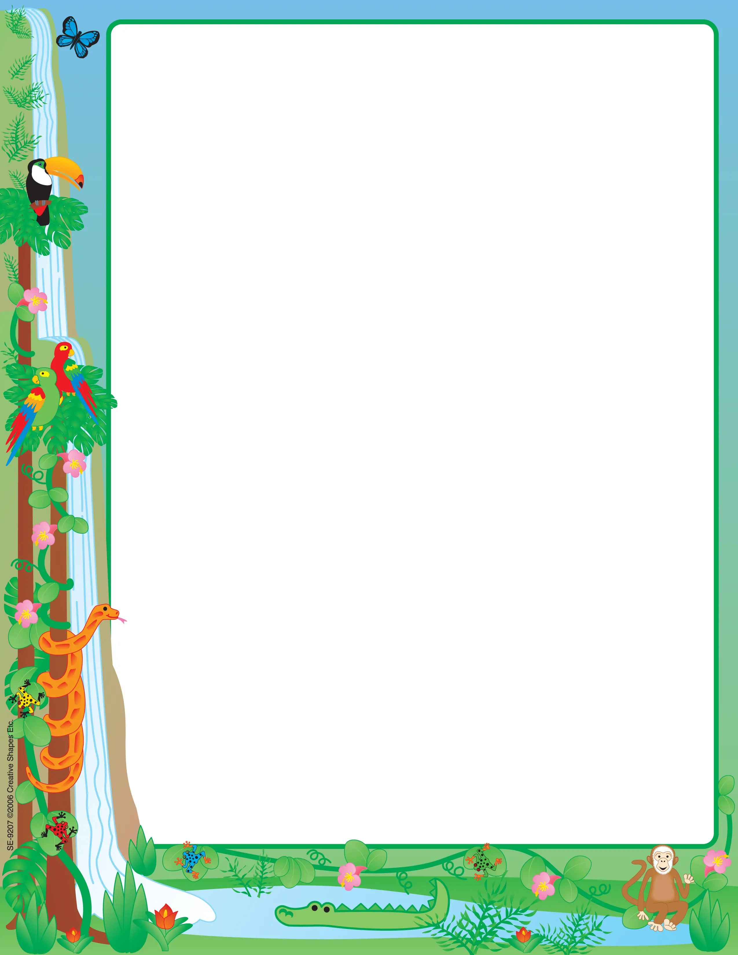 SHAPES ETC. Designer Rainforest Tropical Paper, 8.5" x 11" Acid-Free Classroom Paper, 50-Sheet Package for All Seasons