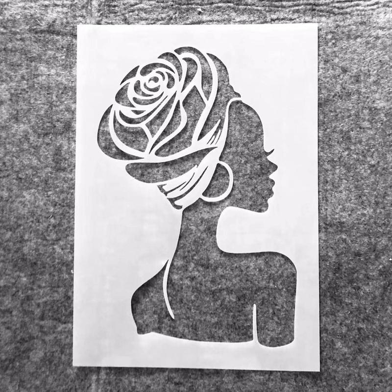 A4 Beauty  Girl Stencil for Painting on   Young Girl Layering Stencil DIY Scrapbook Coloring Decorative Size 8.3 x 11.7inch Template