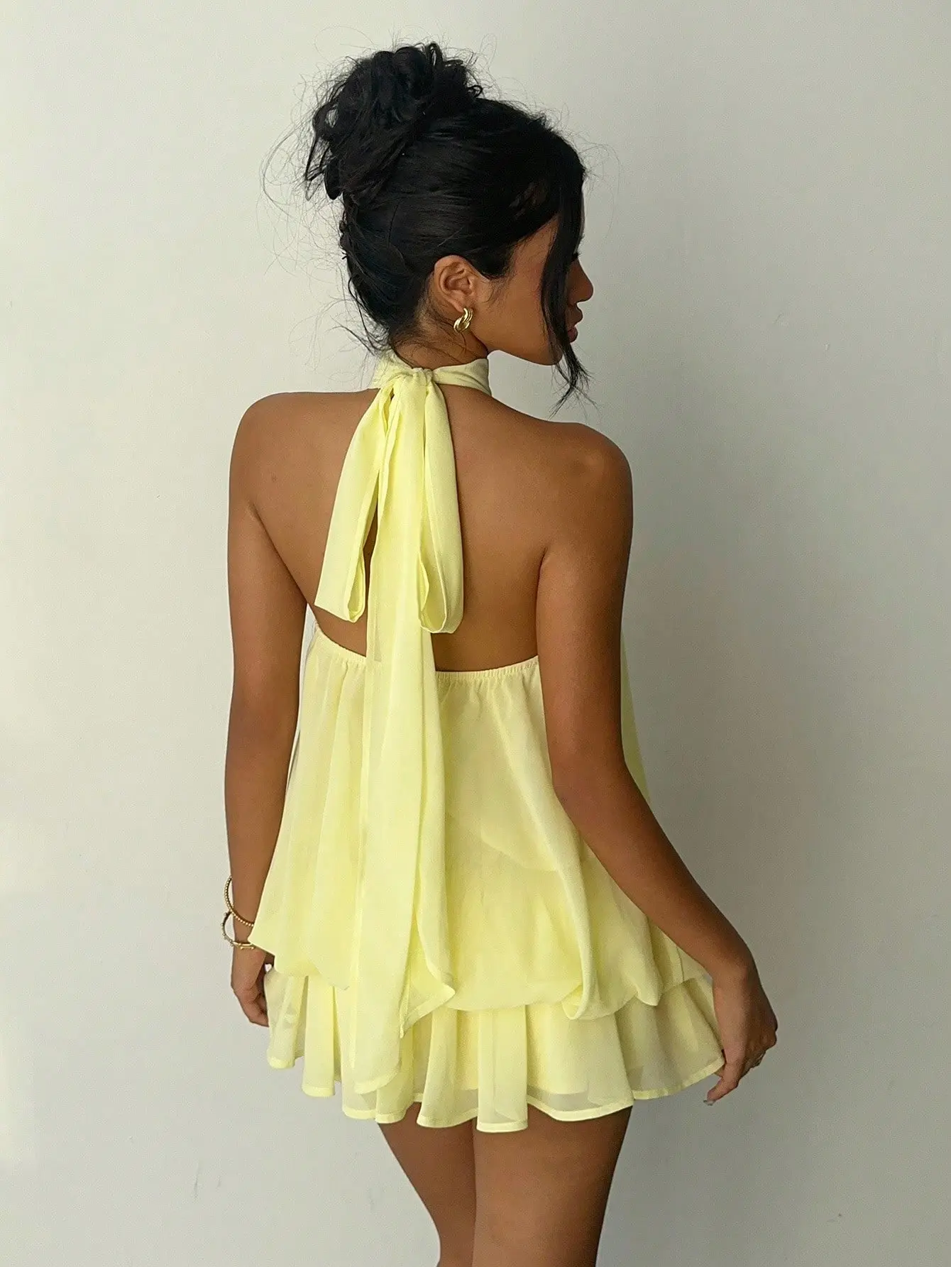 Aloruh Womens Chiffon Butter Yellow Halter Tie Mini Dress Elegant Summer Night Out Date Party Dress - TikTok Shop Aloruh Womens Chiffon Butter Yellow Halter Tie Mini Dress Elegant Summer Night Out Date Party Dress - TikTok Shop