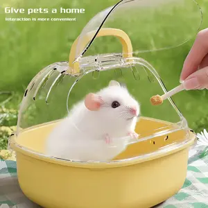 Ventilated Handheld Hamster Cage with Water Bottle - Portable Small Pet Travel Carrier, Durable Plastic Small Pet Supplies, Transparent Spacious Small Pet Outdoor Cage for Hamsters, Syrian Hamsters, and Fancy Rats, Suitable for Travel and Home Use