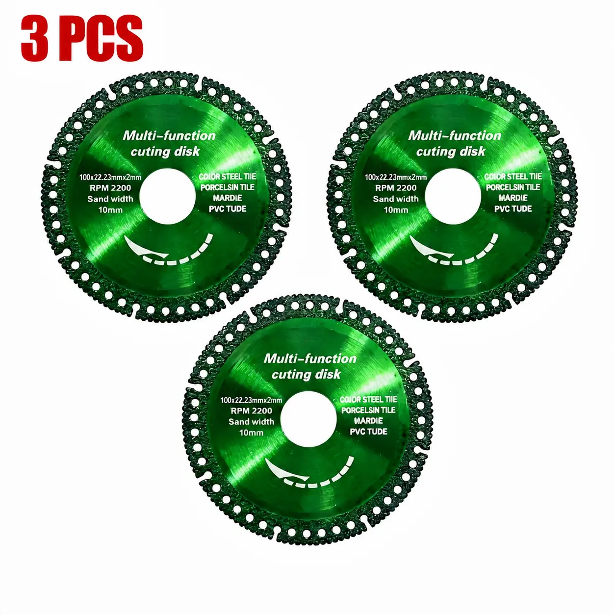 3PCS Ultra-Thin 4 Inch Diamond Saw Blades, 2.2mm Thickness, 22.23mm Arbor, Durable Multi-Purpose Cutting Wheels for Ceramic, Marble, Granite, Rebar, Stainless Steel & PVC Pipe, Compatible with All 100-Type Angle Grinders, Max 22000 RPM