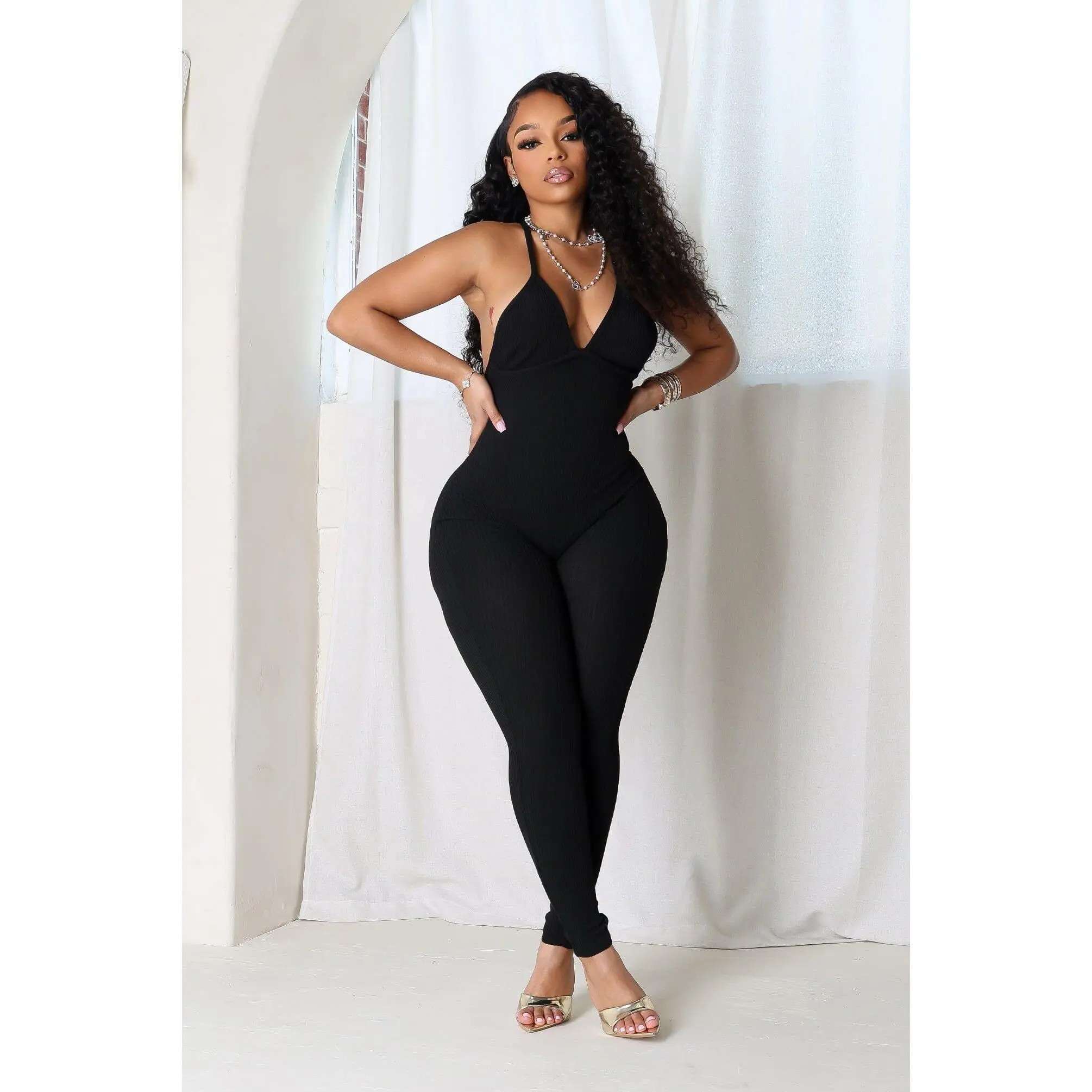 Solana Ribbed Knit Bustier Jumpsuit