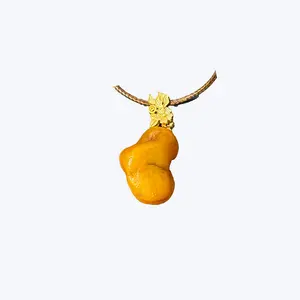 One-of-a-Kind Yellow Amber Free-Form Pendant Unisex Natural Stone Necklace for Men & Women Versatile Stylish Accessory 26.1*21.8*16.1