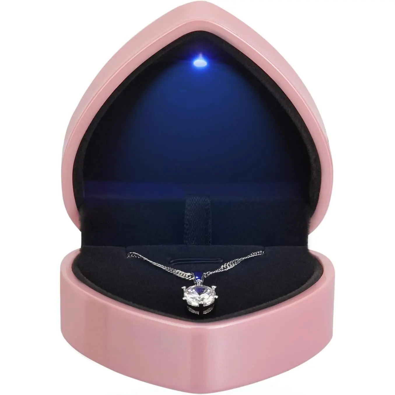 Pink Heart-Shaped LED Display Gift Jewelry Box - Elegant Home Organizer for Necklace, Bracelet Storage, Proposal, Wedding Supplies