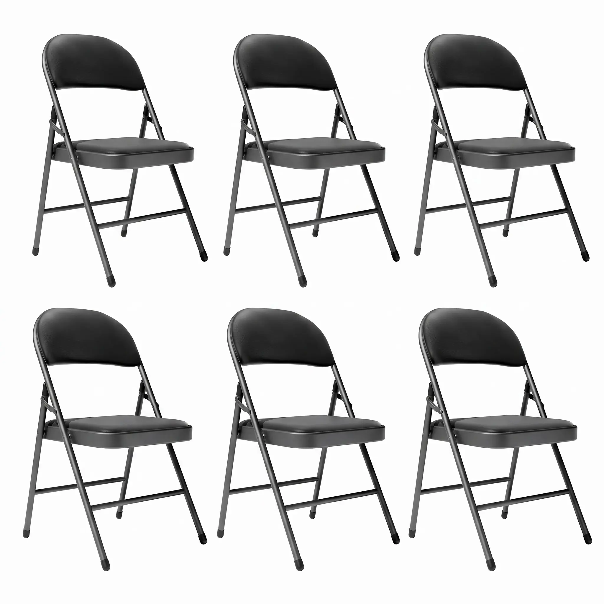 Modern Armless Leather Folding Dining Chairs with Steel Frame, 17.72 x 17.72 x 30.71 Inches, 350 lb and Above Capacity, Portable Stackable Heavy-Duty Indoor Furniture for Apartment Dining & Events, Easy To Carry Anywhere