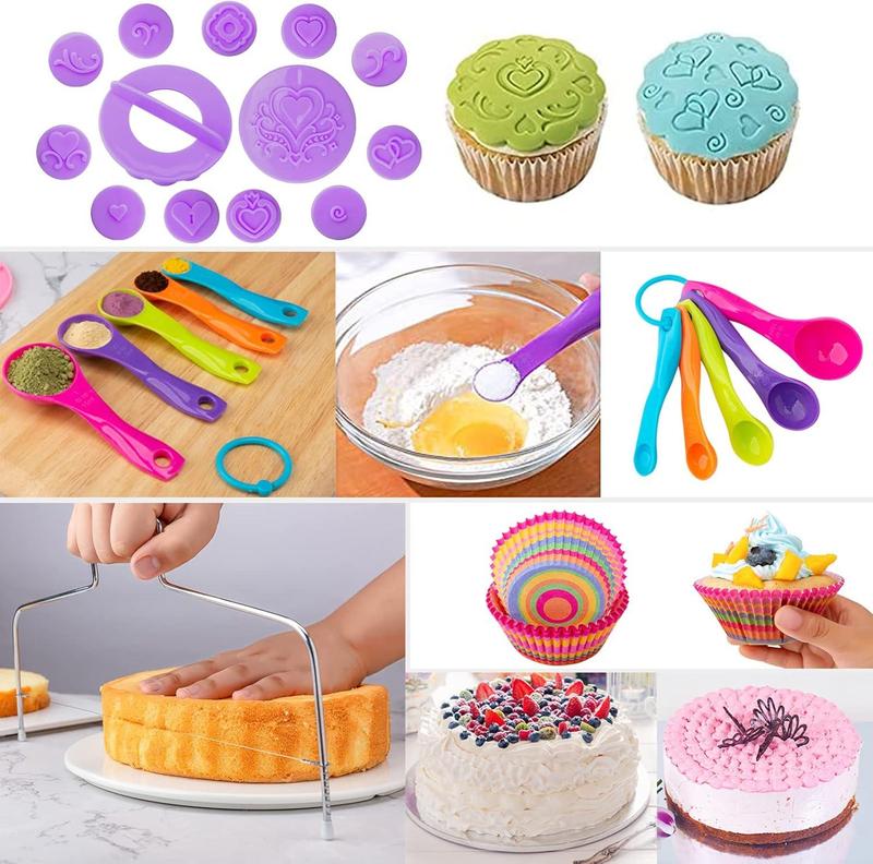 356Pcs Home Cake Decorating Kit Complete Baking Tools With Non Slip Turntable Icing Tips Beginner Must Have Multi Scene Decoration Essential