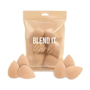 Beauty Creations Blend It Girl 6 Piece Makeup Sponge Blender Bundle Includes 6 Sponges for Wet or Dry Use Black Natural Color Makeup Tools Multi-Color