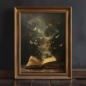 Moody Victorian Bookish Wall Art Print Poster, Dark Academia Decor Poster, Library Wall Art Poster, Reading Nook Painting, Book Lover Gift, Bookclub Print.