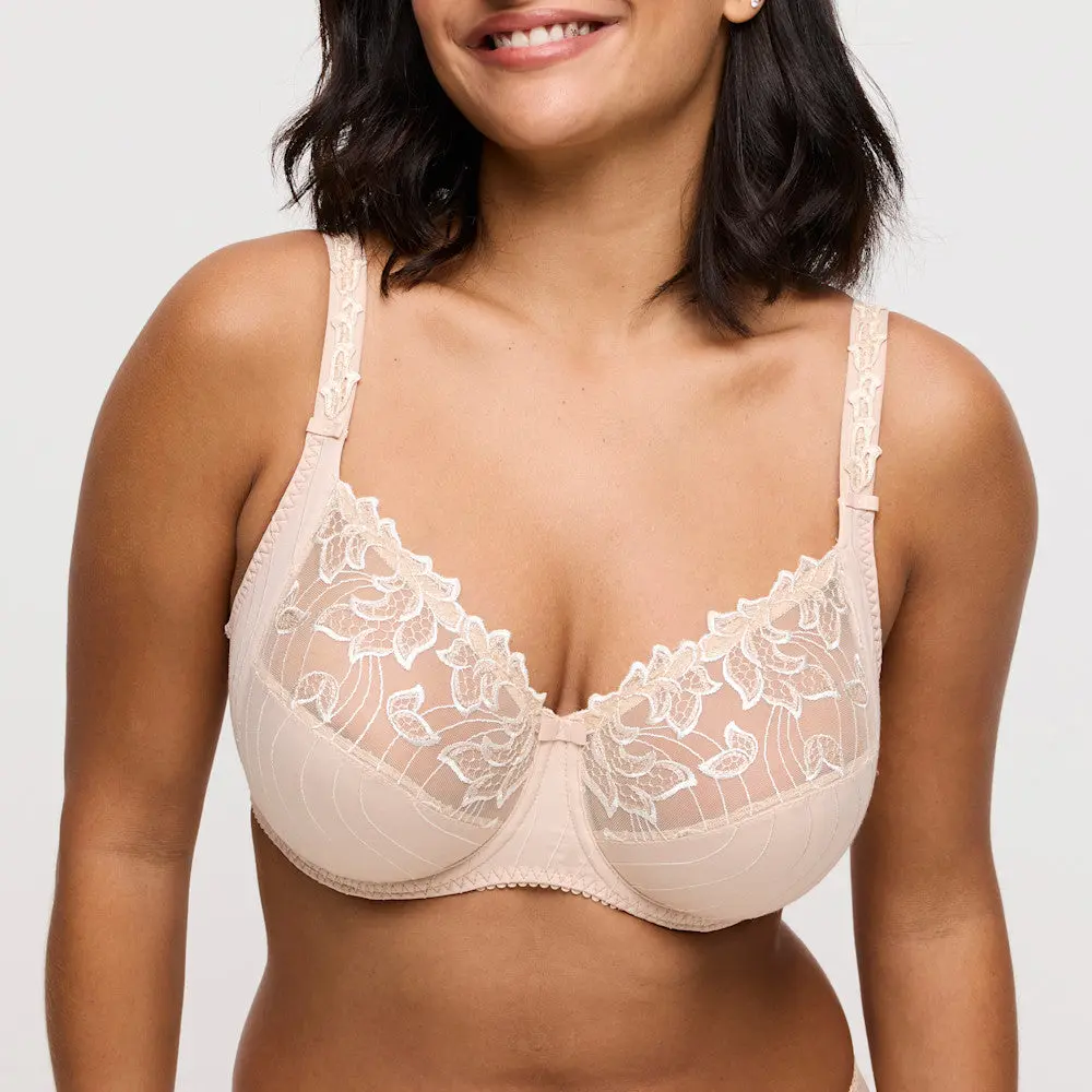 Women's Prima Donna Deauville Underwire Bra - D & E Cups - Cafe, Cotton Fabric, Elastic Straps, Secure Fit
