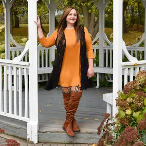 Ash Mustard Plus Size 3/4 Sleeve Tunic with Pockets