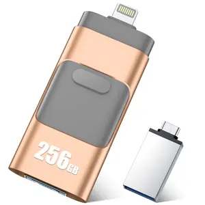 4-in-1 USB 3.0 Flash Drive — Includes one Type-C (USB-C) adapter; compatible with iPhone, iPad, Samsung, and various Android phones equipped with a Type-C port. Plug-and-Play.