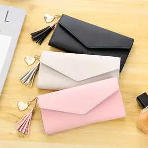 New Women's Long Wallet, Tassel Campus Pendant Fashion Wallet, Storage Bag, Stylish Ladies' Purse, Perfect for Daily Use, PU Leather Wallet