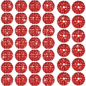 40 count 20 mm Rhinestone Beads Bulk  Round Disco Ball Chunky Bubblegum Beads for Pens Bracelets Charms Craft European Style  Making Supplies Christmas(Red)