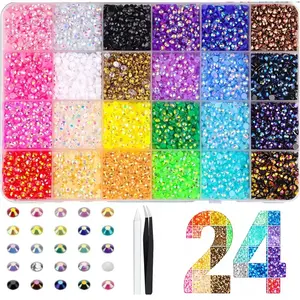 30000pcs DIY Diamond Bedazzling Glitter Kit, Resin Rhinestones Perfect for DIY Crafts, Clothing, Nail Art Supplies & Glitter Decorative Nails (24 Color 3mm-4mm)
