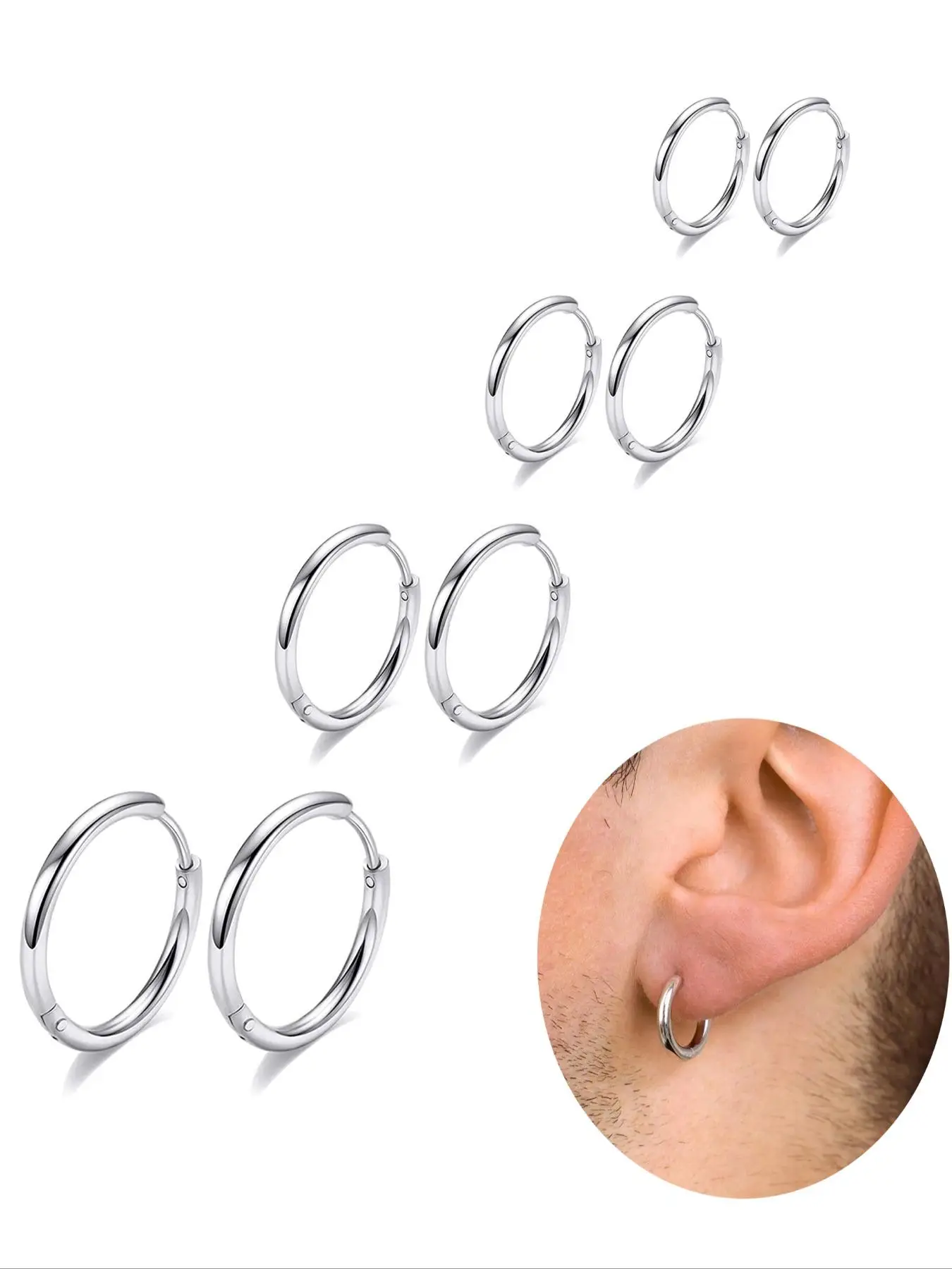 Simple Hoop Earrings, Stainless Steel Jewelry For Daily Wear