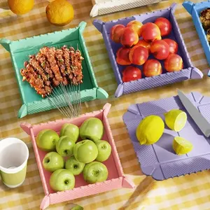 1PCS Magnetic Collapsible Camping Bowl — Reusable Silicone Camping Dish; a Magnetic Folding Plate Ideal for Parties, Camping, and Hiking