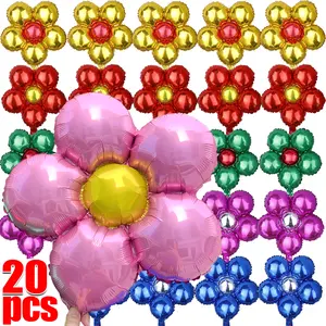 18inch Daisy Flower Aluminum Film Plumeria Helium Ball Home Wedding  Birthday Party Decoration Flower Balloon Photo Props Float Metallic