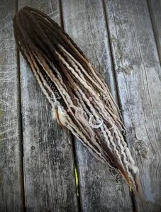 Darkest Brown to Warm Blonde Ombre Half Set of Mixed Texture Wool Dreadlocks