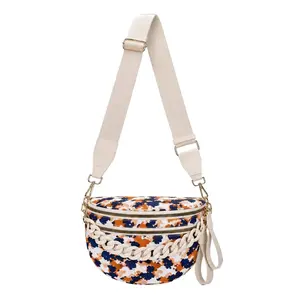 Lightweight nylon fashionable multi-pocket zippered crossbody bag; versatile crossbody bag for outings and travel; colorful chest bag with chain decoration; waist bag; waterproof large-capacity sports backpack; excellent gift