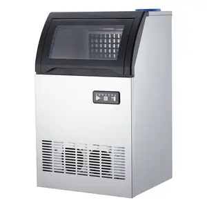 Commercial Ice Maker Machine, 100Lbs/24H, Under Counter Stainless Steel Ice Machine with 33 Lbs Storage Bin, Dual Water Supply, Large Ice Maker for Home, Restaurant, Coffee Bar, Silver