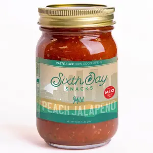 Sixth Day Snacks Peach Jalapeno Mild Salsa (16 oz.) - Gluten Free, Fresh Ingredients, Vegan, and Low Sodium