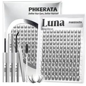 Natural False Eyelash Cluster Set, Natural Looking Lashes, Eyelashes Set, Fine Lash Extension Kit, C Curl Lash Extensions, Includes Adhesive & Sealer Tweezers, 8-18mm