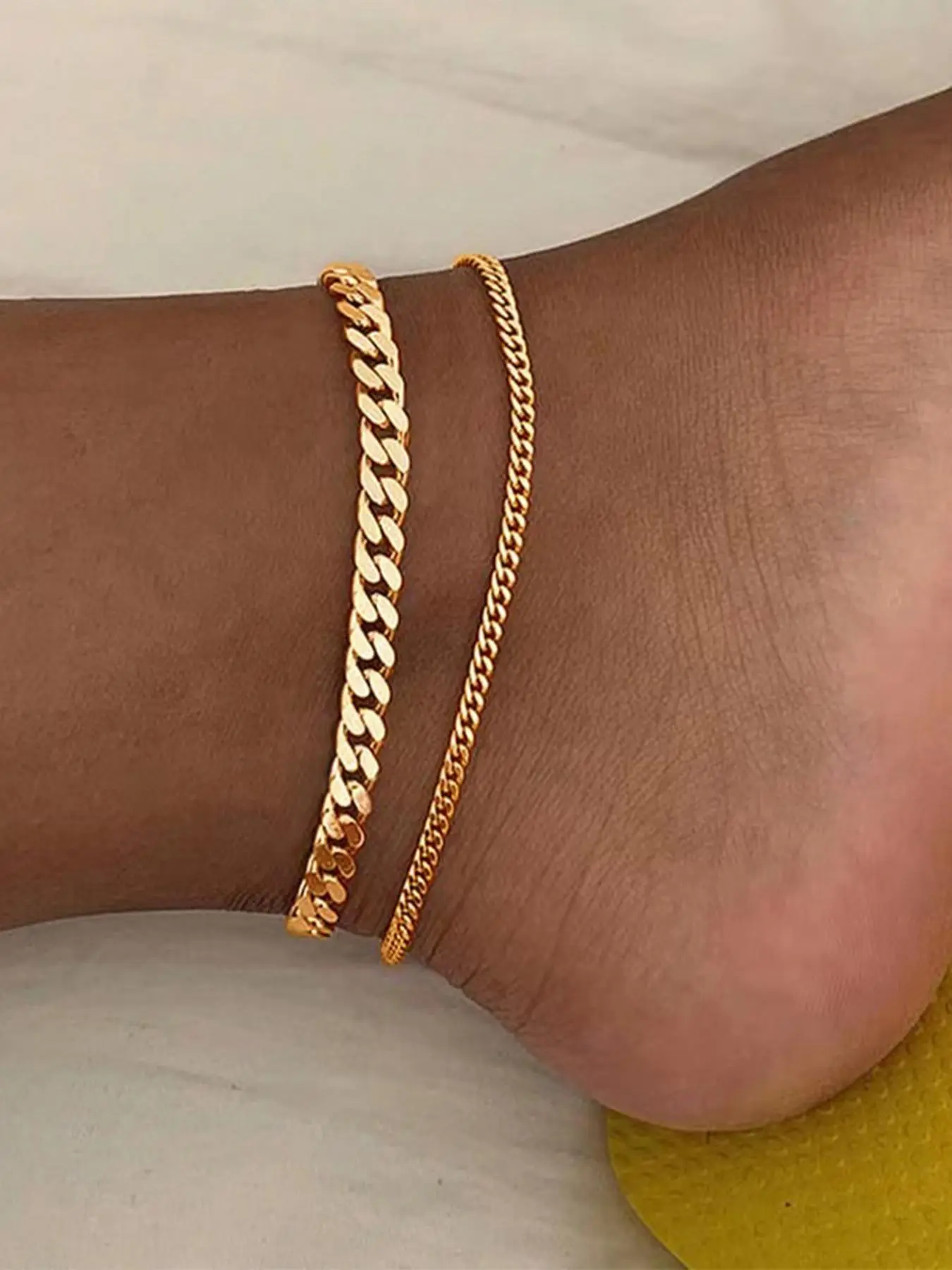 Simple Stainless Steel Layered Anklet, 2pcs Body Jewelry for Women & Girls, Fashionable Accessories for Party & Daily Wear, Trendy Jewelry for Birthday Gift, Boho Anklet