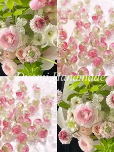 50pcs Spring Gradient Snowflake Crackle Glass Beads, Romantic Handmade DIY Materials, Perfect for Bracelets Necklaces Crafts, DIY Mix Beads