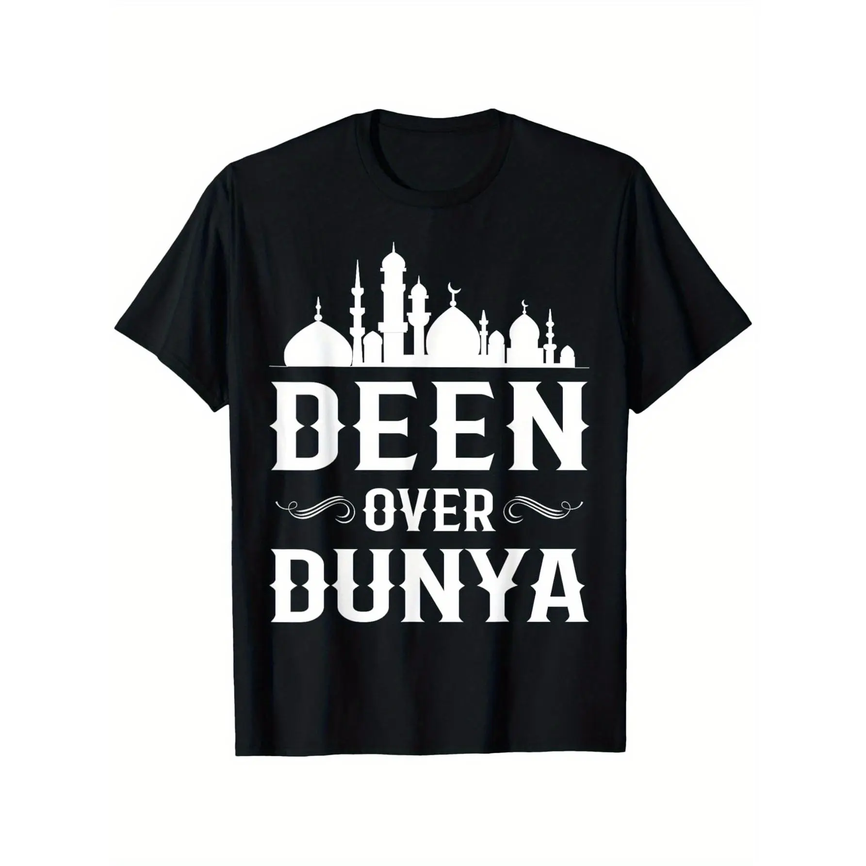 Deen Over Dunya Mosque Islamic Muslim T-ShirtMen Trendy Cotton Tops Short Sleeve, Street Style Short Sleeve Tee, Comfort Tee, Casual Summer Tee, Must-have Fashionable Tee