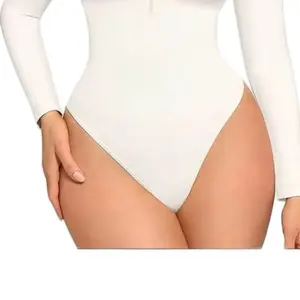 Long Sleeve Waist Trainer Bodysuit with Front Zipper Tummy Control Shapewear for Enhanced Comfort and Fit