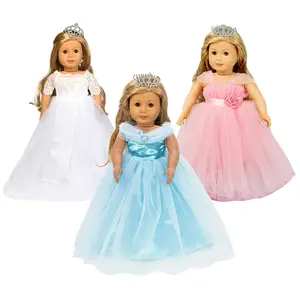 Girls Doll Clothes and Accessories Princess Costume Wedding Dress Party Gown Dress for 18 inch Dolls