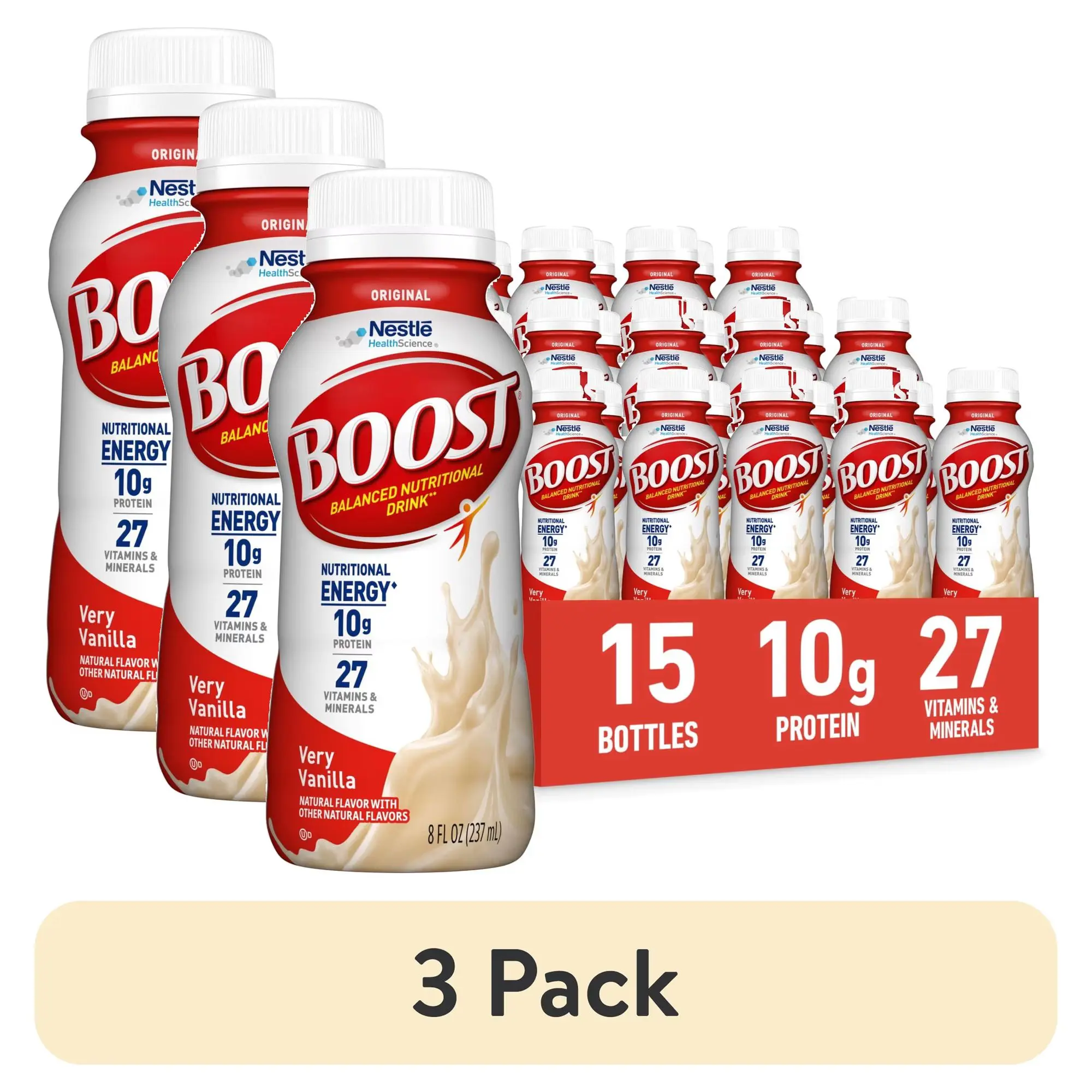 BOOST Original Balanced Nutritional Drink Protein Shakes, Very Vanilla, 8 fl oz, 15 Pack