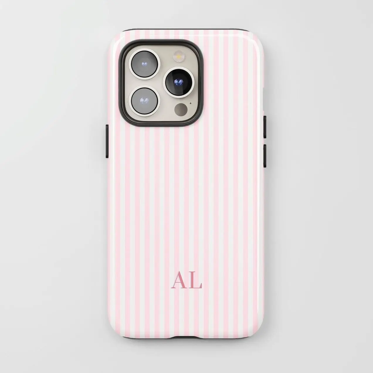 Pink Striped Phone Case: Custom Monogram, Trendy Preppy Cover iPhone 17
