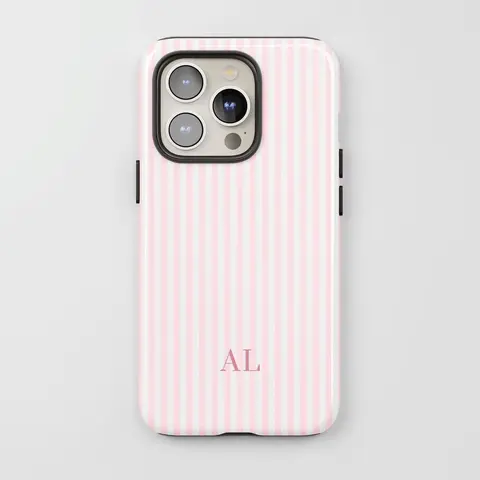 NEW ARRIVAL! MagSafe Compatible Pink Striped Shockproof Phone Case for iPhone 17,18 Pro,18 Pro Max - Custom Monogram, Trendy Preppy Cover, Full Printing Film, TPU/Polycarbonate Mix, Matte/Glossy Finish, Waterproof, Multi-Model Accessory