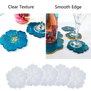 6 Pcs Flower Tray and Coaster Set Home Decoration Molds for Resin