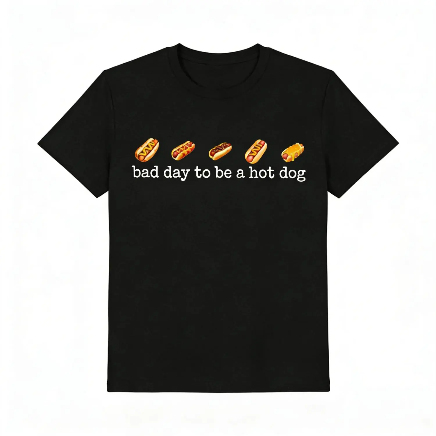 Women's Cotton Crew Neck T-shirt - Memorial Day Themed, Retro Hot Dog Graphic, Funny Foodie Design, All Seasons, Machine Washable, Pair with Jeans, Fashion, Normal Type, Short, Street, Basic, Shortsleeve, Tshirt