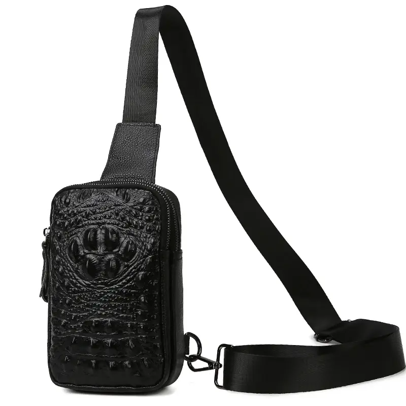 100% Genuine Leather Multifunctional Mobile Design Chest Sling Bag fashion fanny packs & belt bags