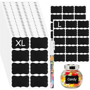 230 count Labels for Jars, 2 Size  Chalkboard Labels for  Containers, Storage Bins, Mason Jars,  Blackboard Stickers with 1 Erasable Chalk Marker (Irregular Shape)