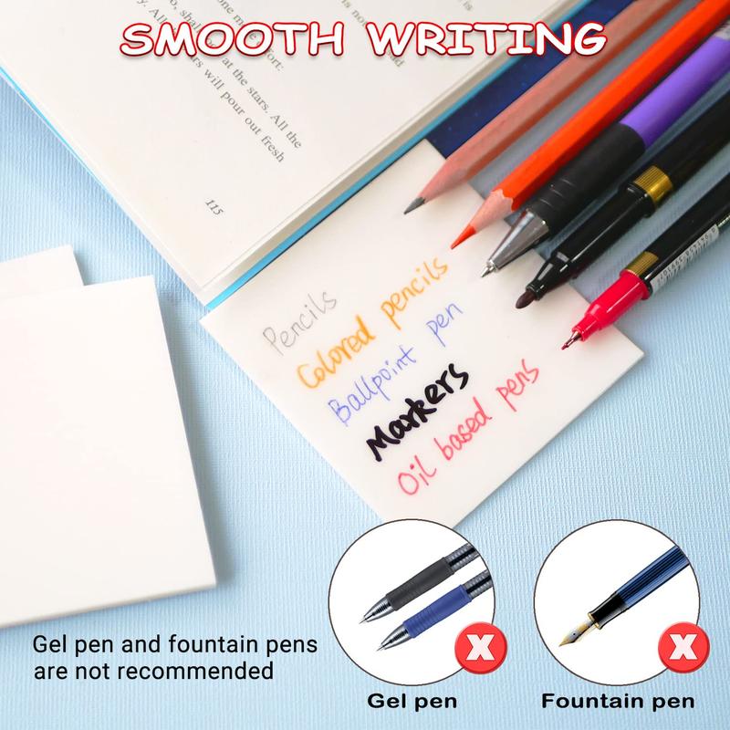 50 Sheets/pack Transparent Sticky Notes, High Adhesive Stickers, Notepads, Stationery Supplies for School
