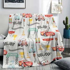 This fun and quirky cartoon car movie-themed flannel blanket is versatile and suitable for home, travel, and sofa use, and is perfect for all seasons. warm nap blanket