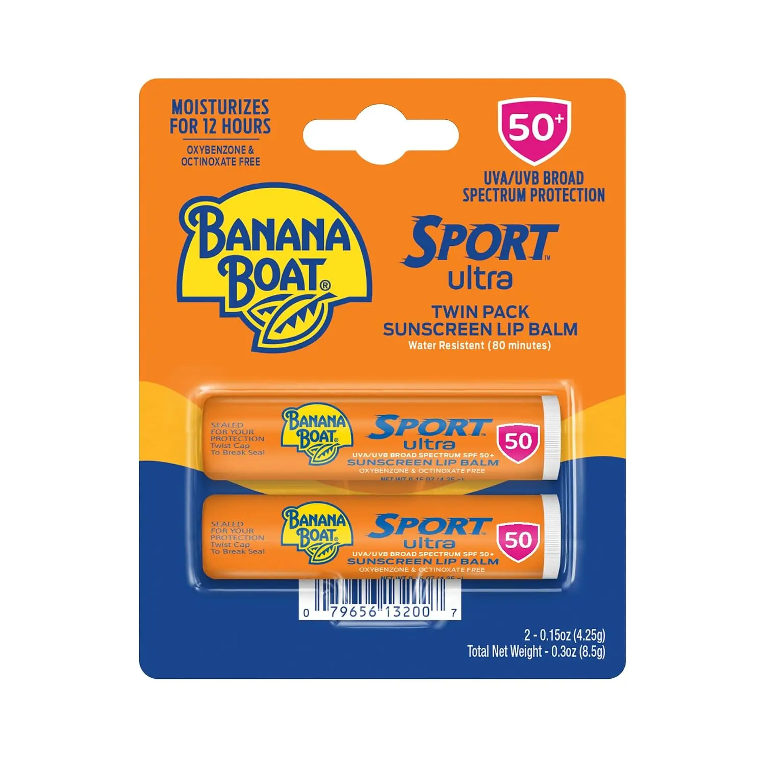 Banana Boat Sport Lip Sunscreen SPF 50, 0.15 oz (2 Pack)