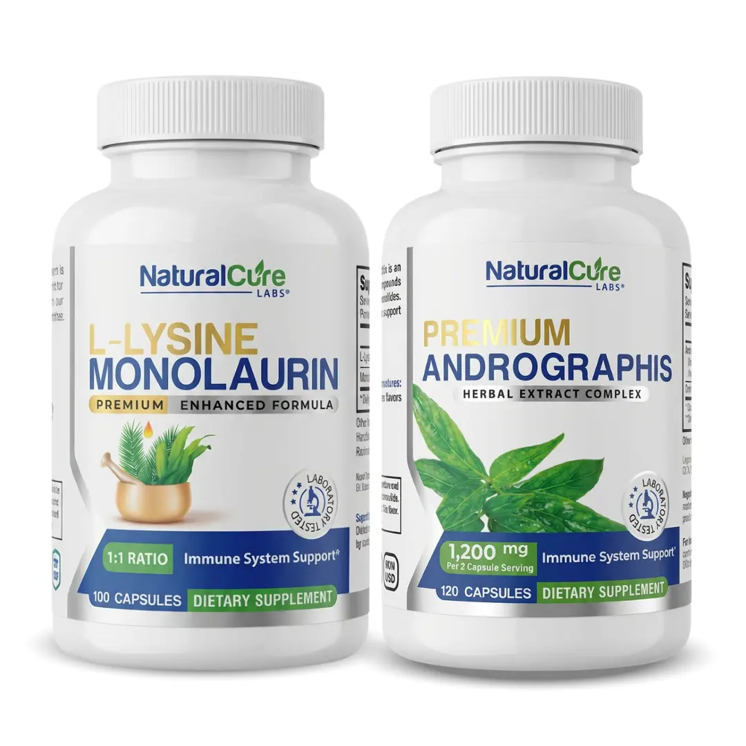 L-Lysine with Monolaurin & Premium Andrographis | Essential Aminos Daily Supplement Pack
